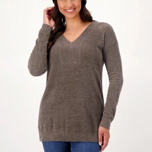Barefoot Dreams CozyChic Ultra Lite Gray V-Neck Tunic Sweater- Size 1X